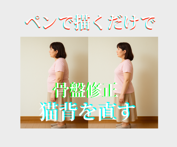 ペンで描くだけで猫背を直して骨盤修正